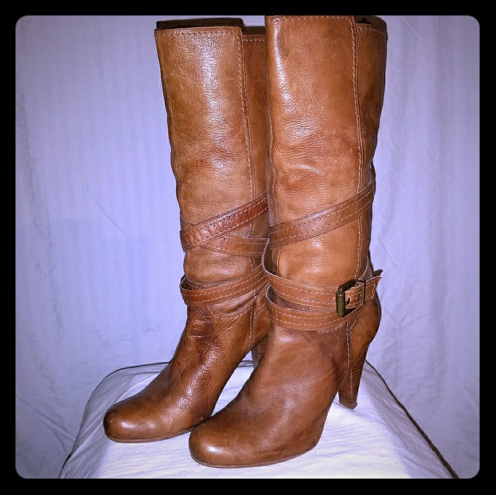 BCBG brown leather boots